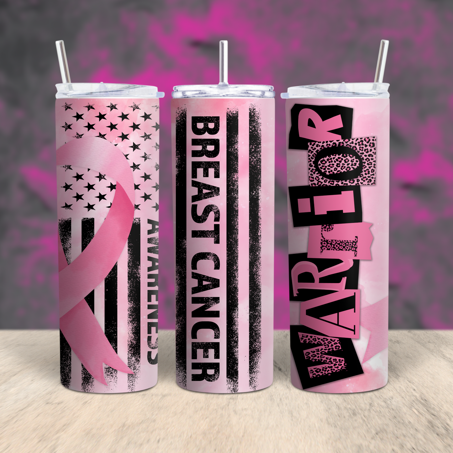 Breast Cancer Awareness Warrior Tumbler Custom Tumbler Bambi Rae Collections