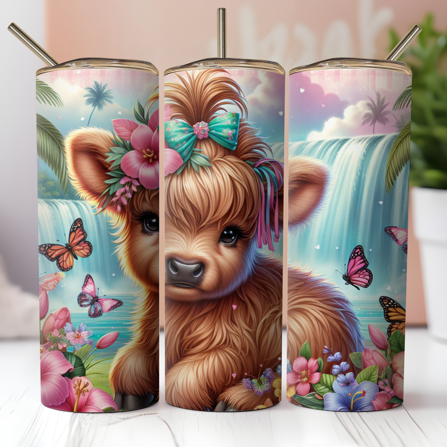 Cute Highland Cow Tumbler Custom Tumbler Bambi Rae Collections