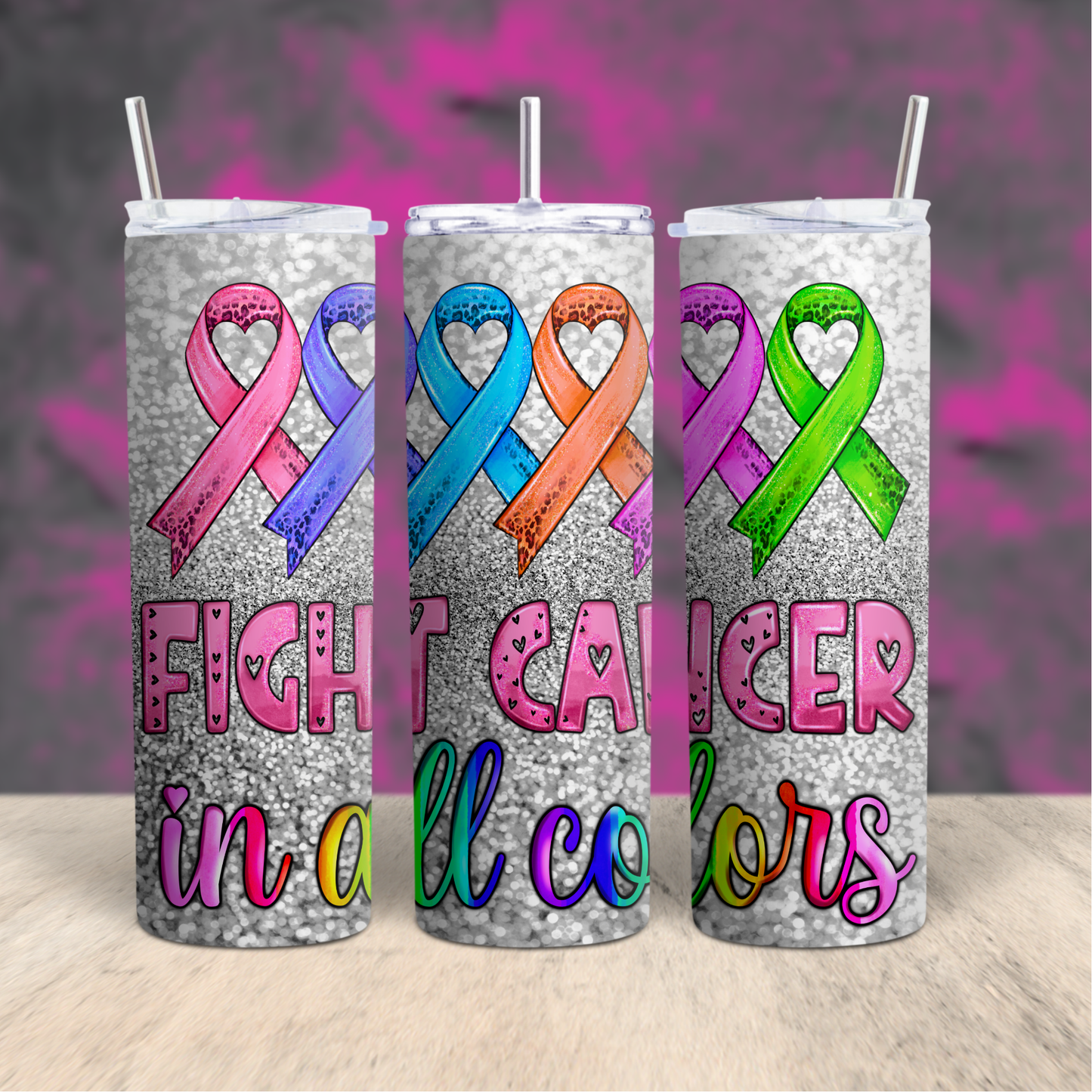 Fight Cancer in All Colors Tumbler Custom Tumblers Bambi Rae Collections