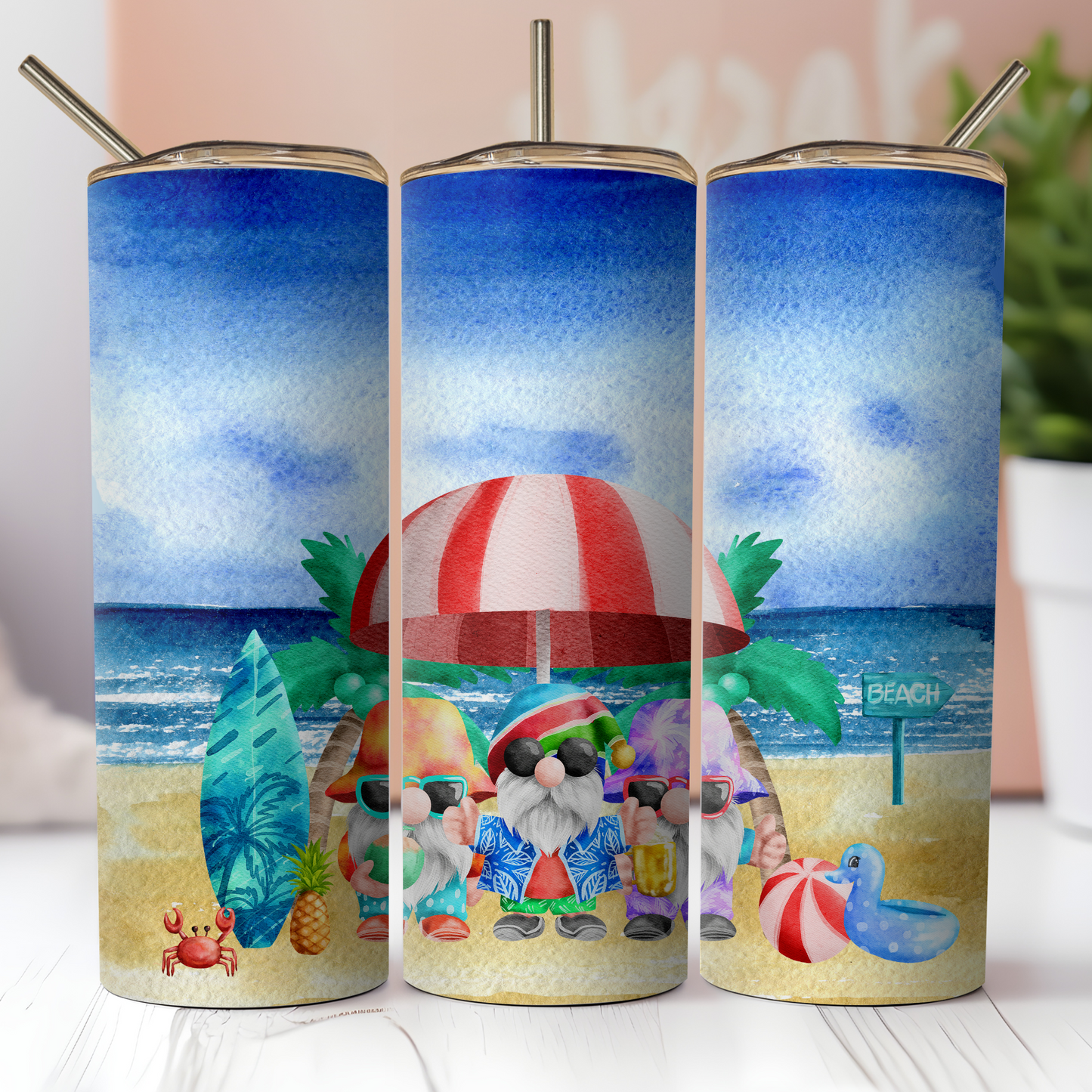 Gnome Beach Tumbler Custom Tumblers Bambi Rae Collections