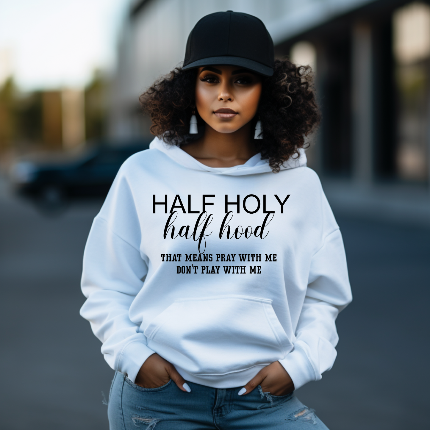 Half Holy Half Hood Hoodie Hoodies Bambi Rae Collections
