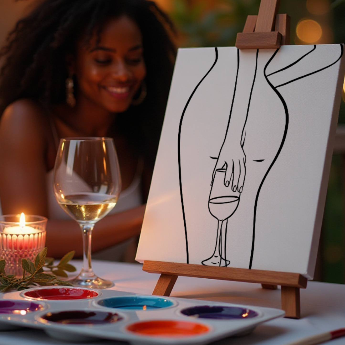 Lady & Wine Canvas