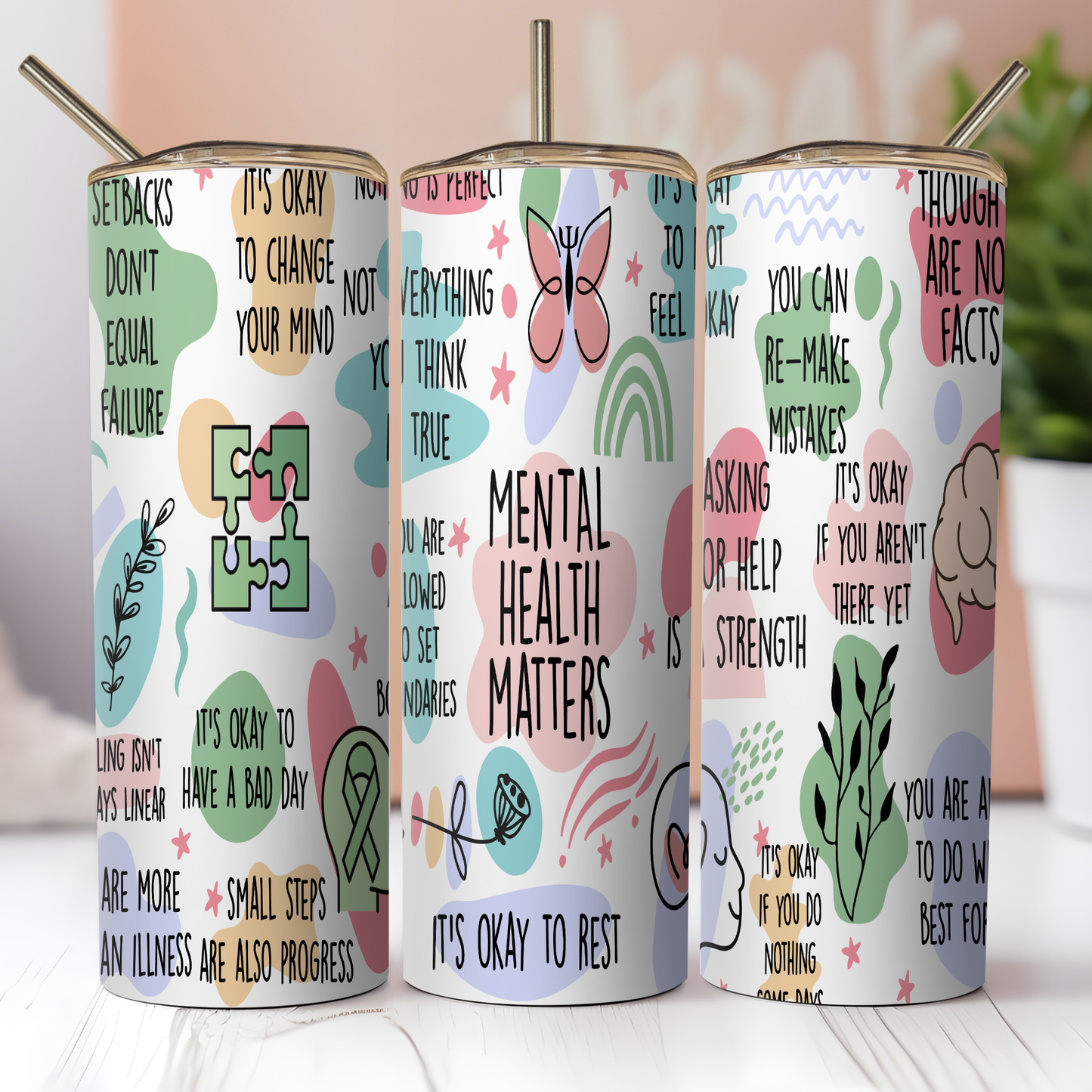 Mental Health Tumbler Custom Tumbler Bambi Rae Collections