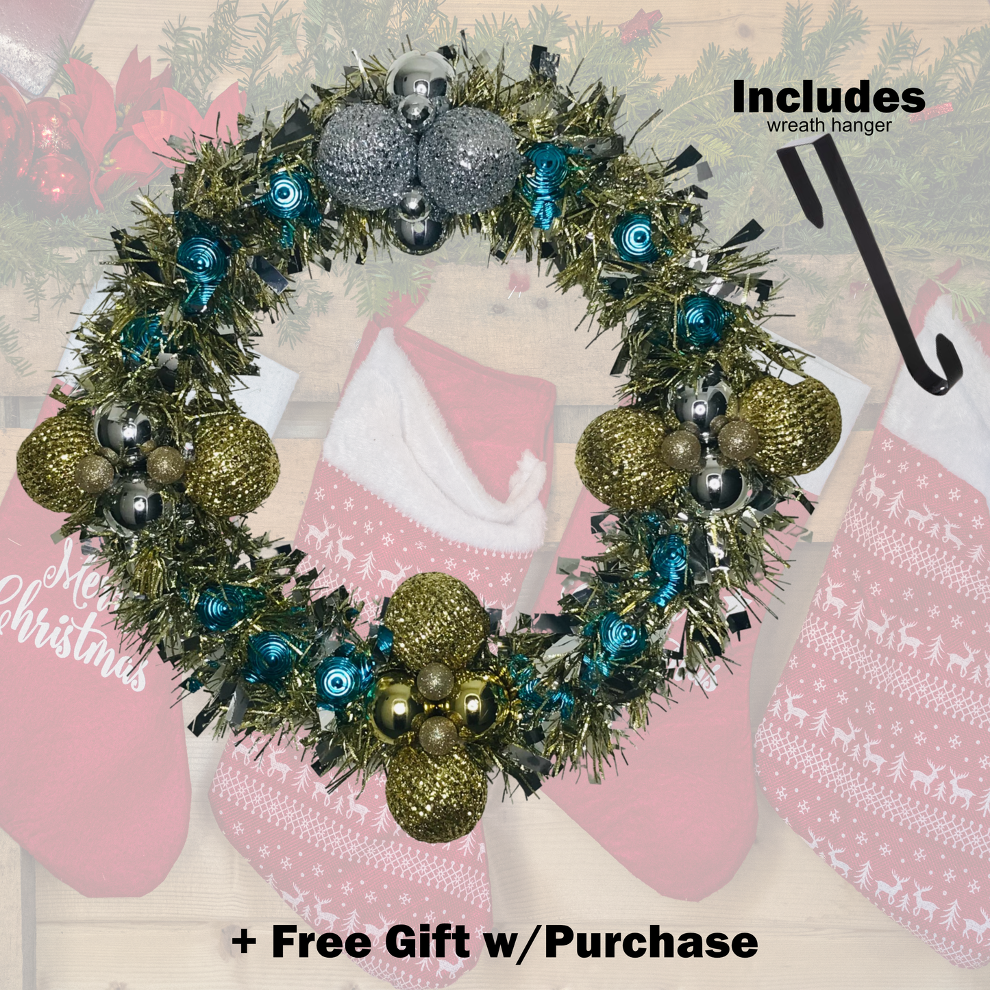 Christmas Wreaths w/Wreath Hanger Christmas Wreaths Bambi Rae Collections 20' 24K Wreath