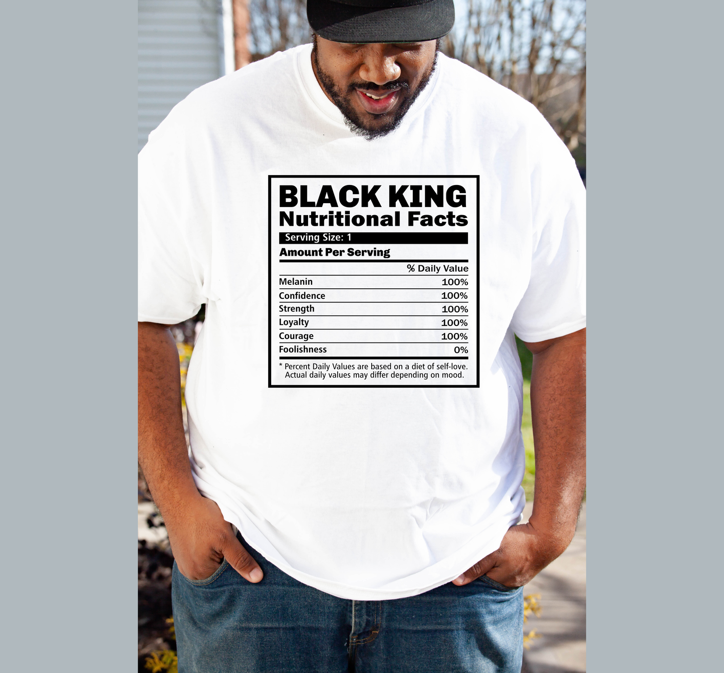 Black King Nutritional Facts T-Shirt Custom T-Shirt Bambi Rae Collections