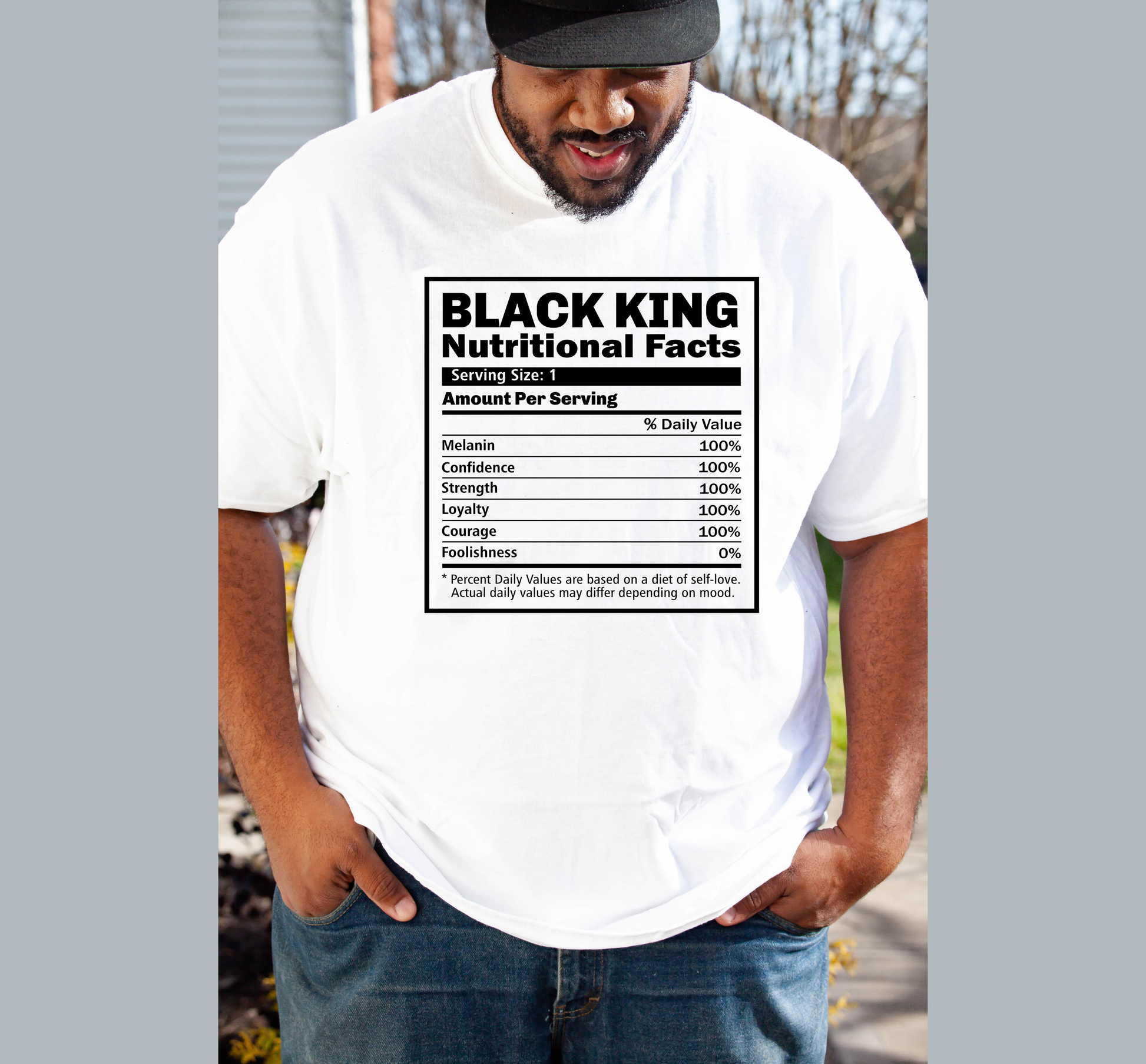 Black King Nutritional Facts T-Shirt Custom T-Shirt Bambi Rae Collections