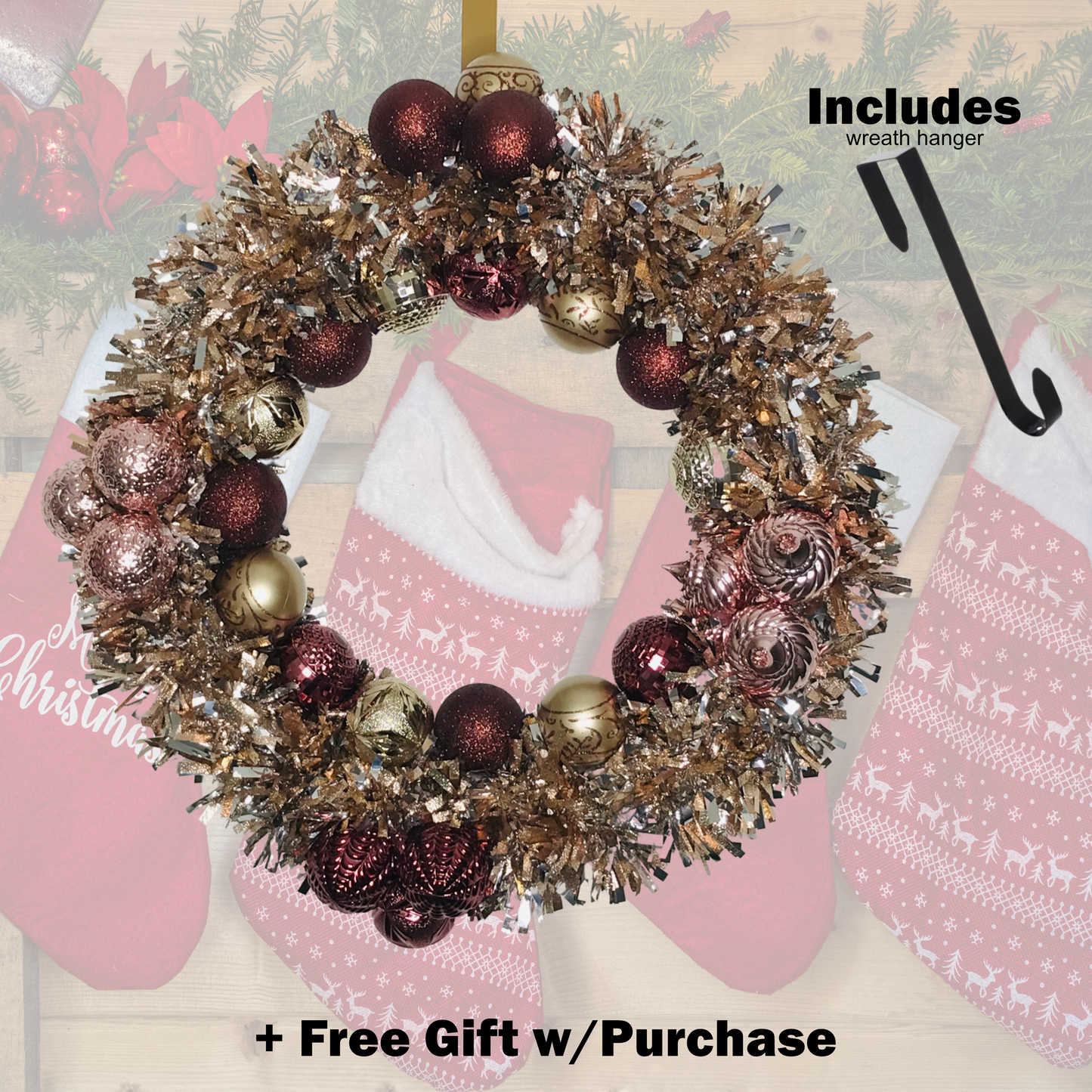 Christmas Wreaths w/Wreath Hanger Christmas Wreaths Bambi Rae Collections 21' Copper Gold Wreath