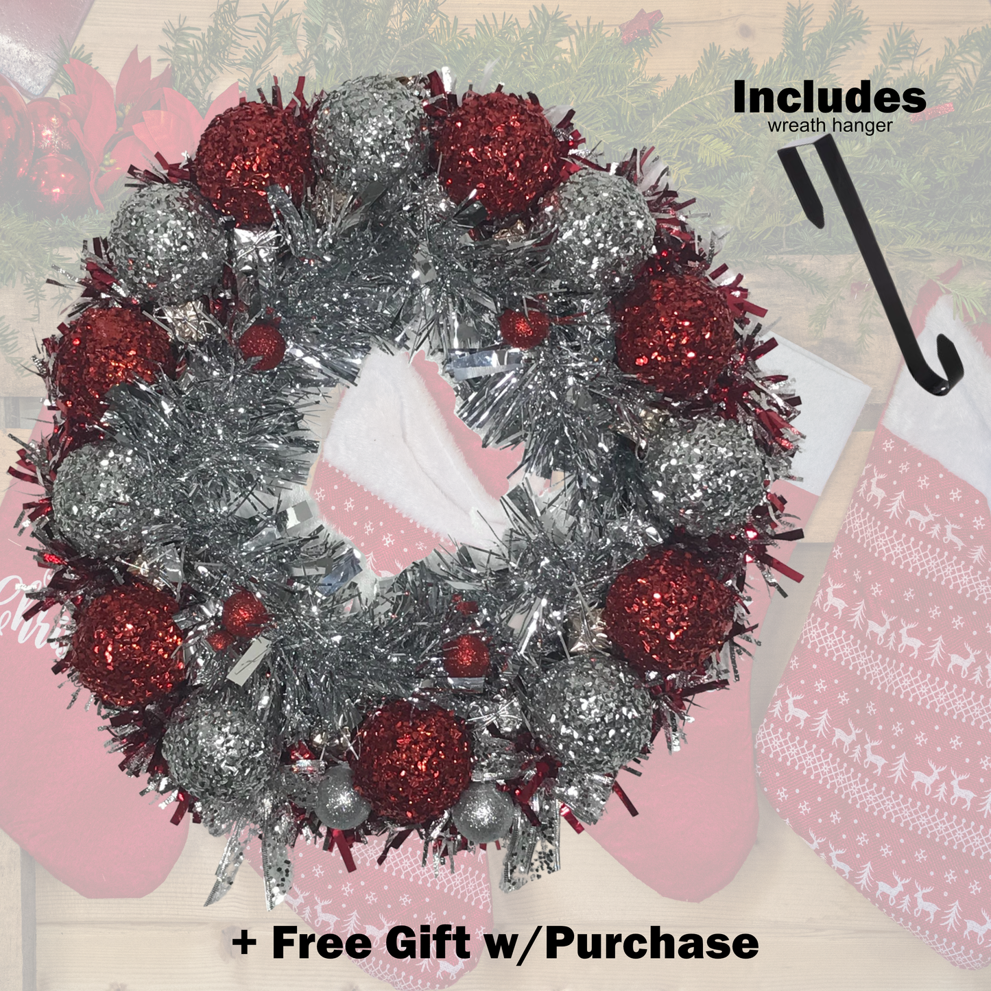 Christmas Wreaths w/Wreath Hanger Christmas Wreaths Bambi Rae Collections 20' Sparkle Wreath