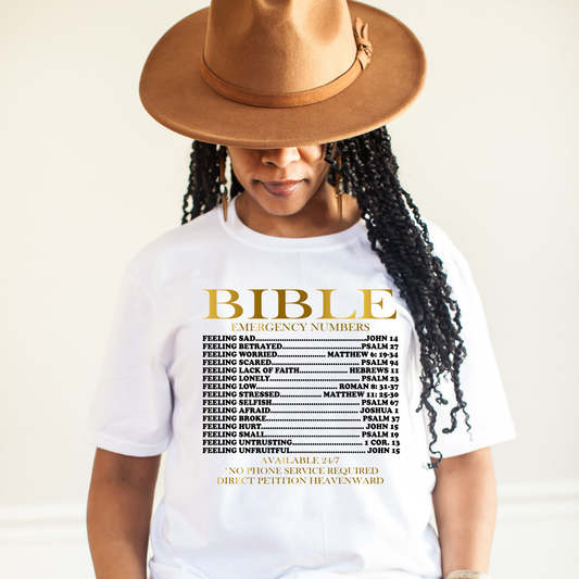 Bible Emergency Numbers T-Shirt Custom T-Shirt Bambi Rae Collections   