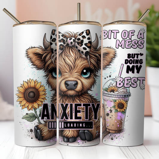 Anxiety Highland Cow Tumbler Custom Tumbler Bambi Rae Collections   