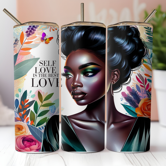 Self Love is the Best Love Custom Tumbler Bambi Rae Collections High Bun  