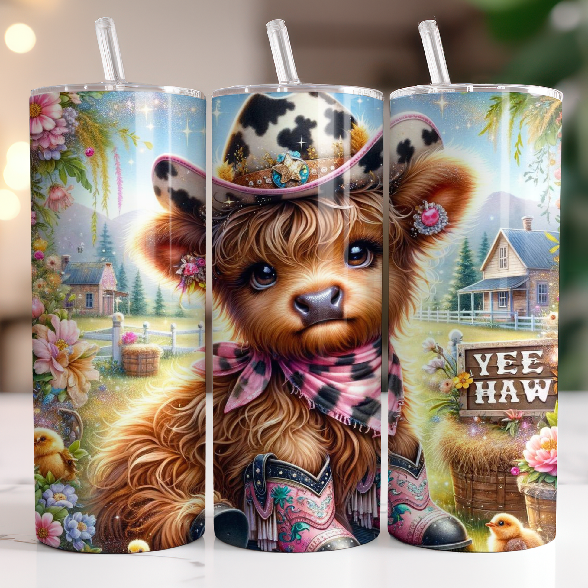 Yee Haw Highland Cow Tumbler Custom Tumbler Bambi Rae Collections   