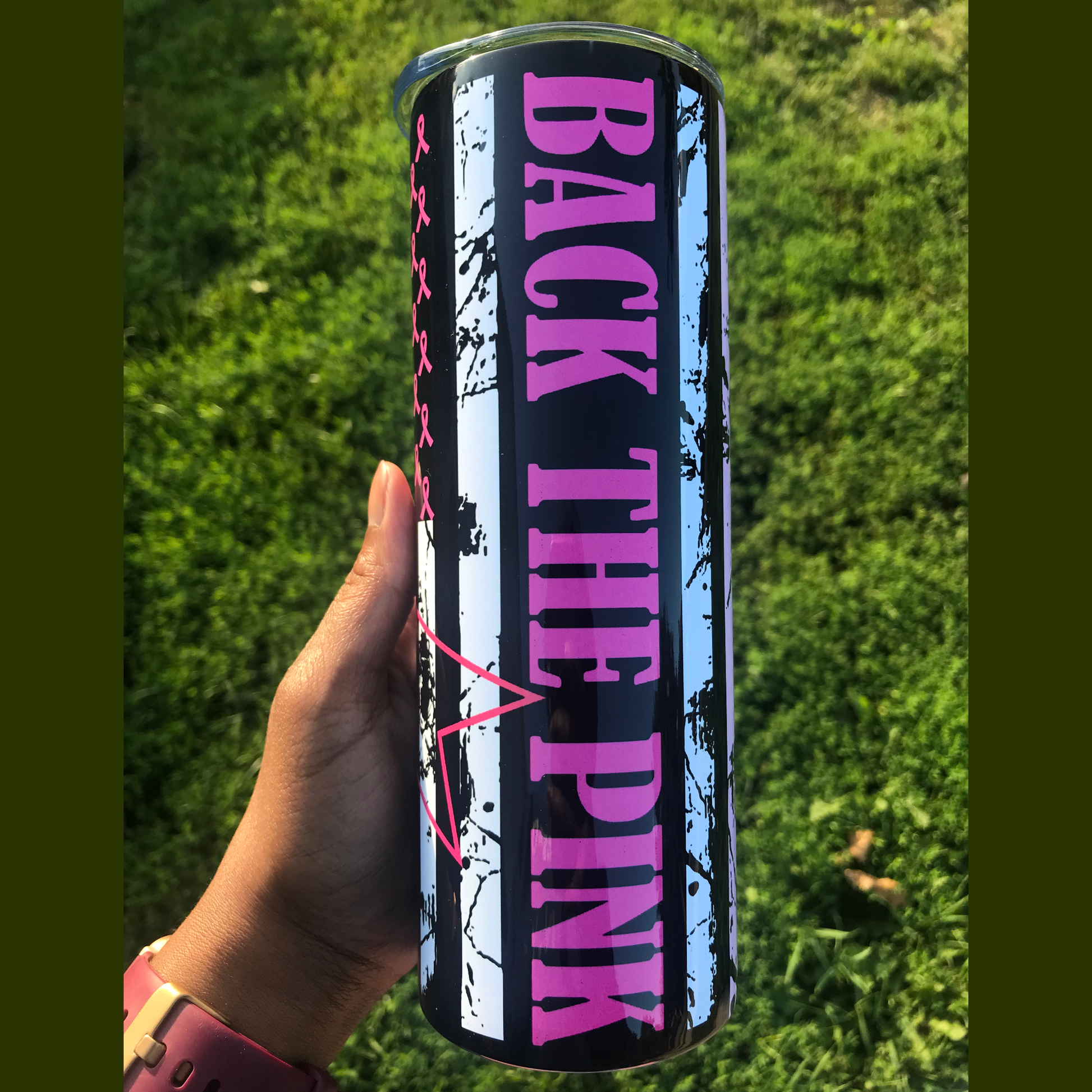 Back the Pink Breast Cancer Tumbler Custom Tumblers Bambi Rae Collections   