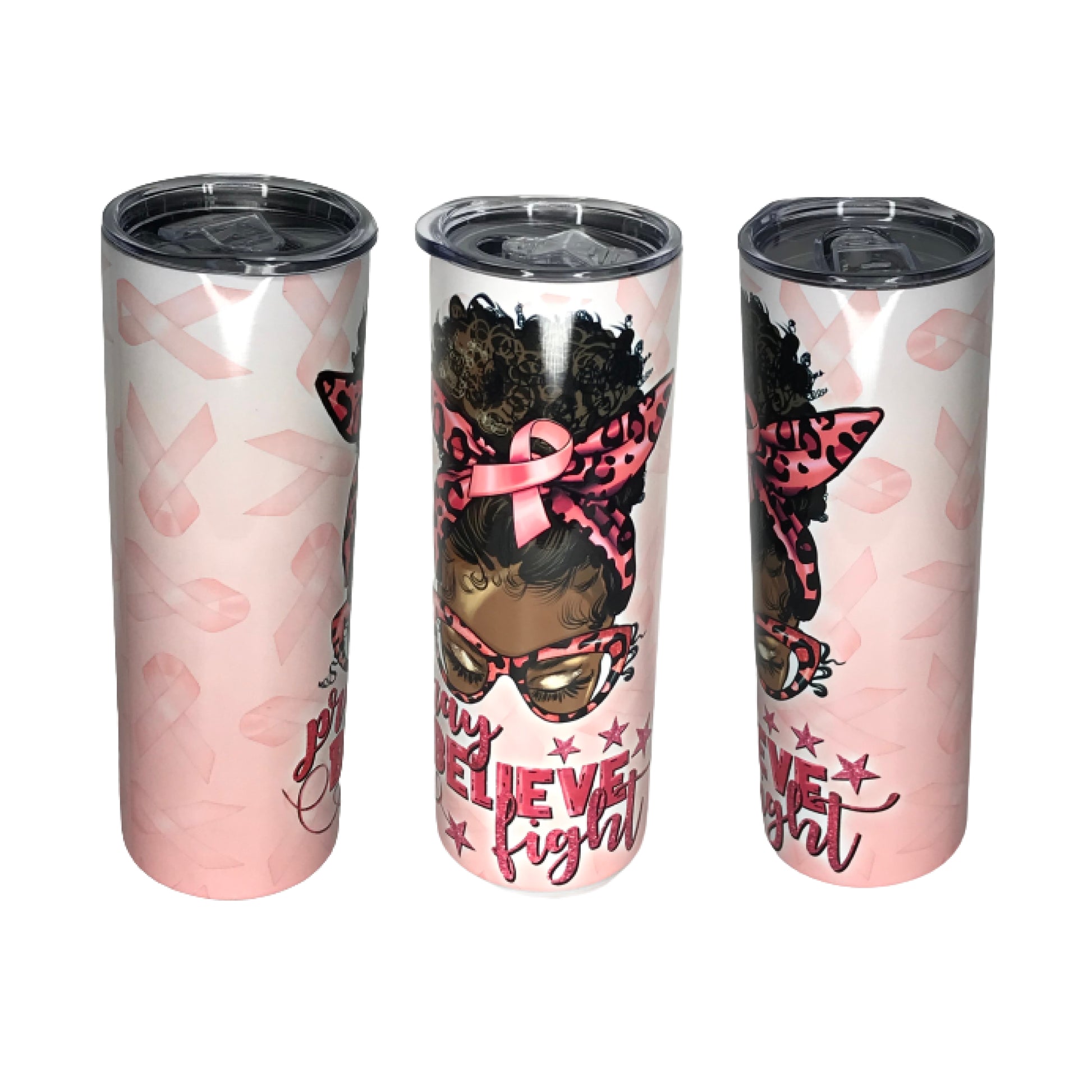 Pray Believe Fight Tumbler Custom Tumblers Bambi Rae Collections   