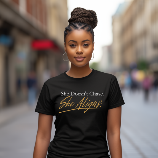 She Doesn't Chase She Aligns T-shirt