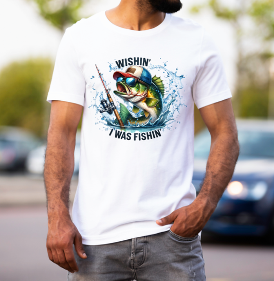 Wishin I was Fishing Unisex Tshirt
