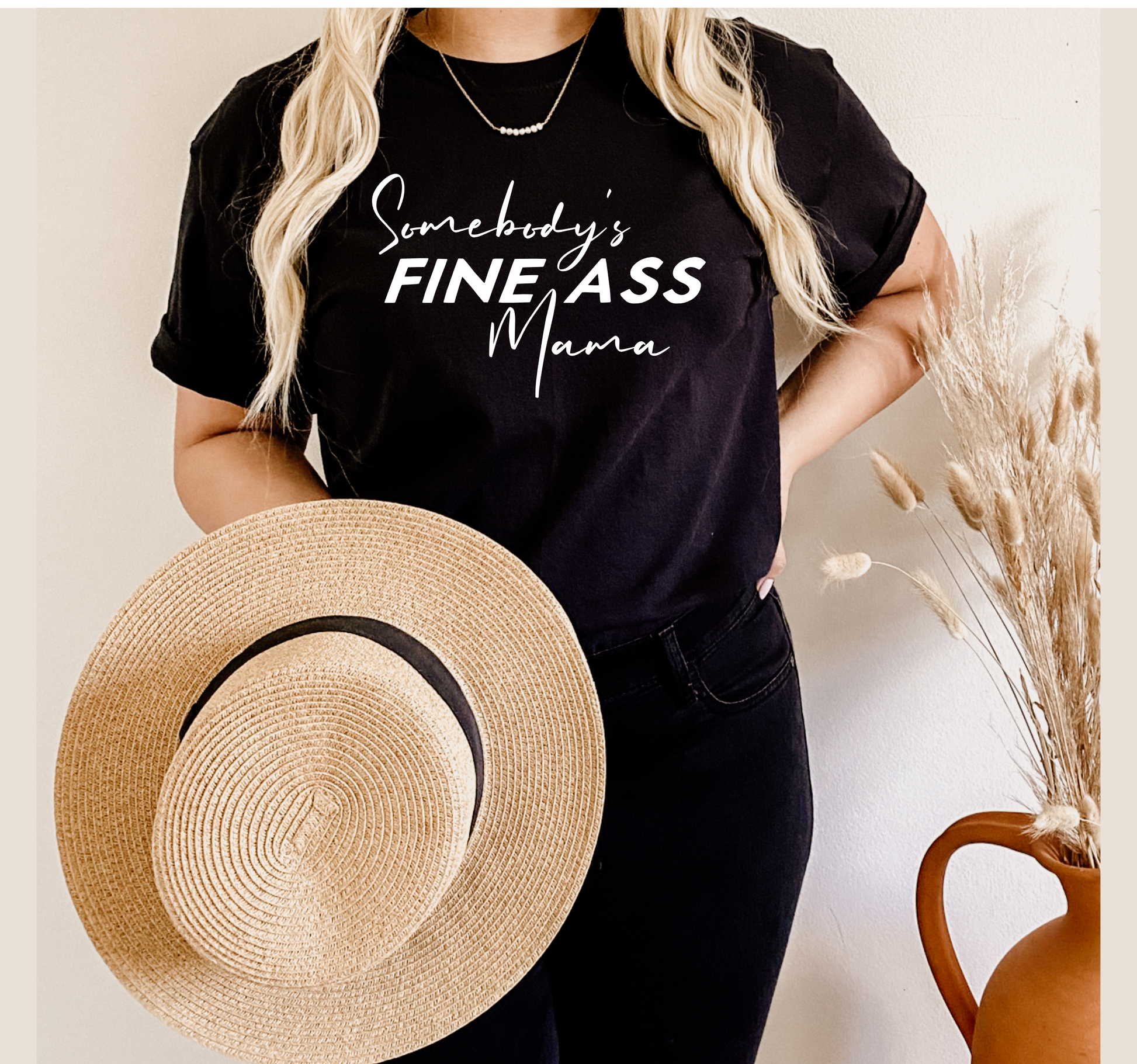 Somebody's Fine Ass Mama T-Shirt Custom T-Shirt Bambi Rae Collections Small Crew Neck (black) 